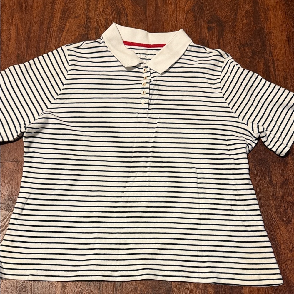 Appleseed's Navy and Red Striped Top